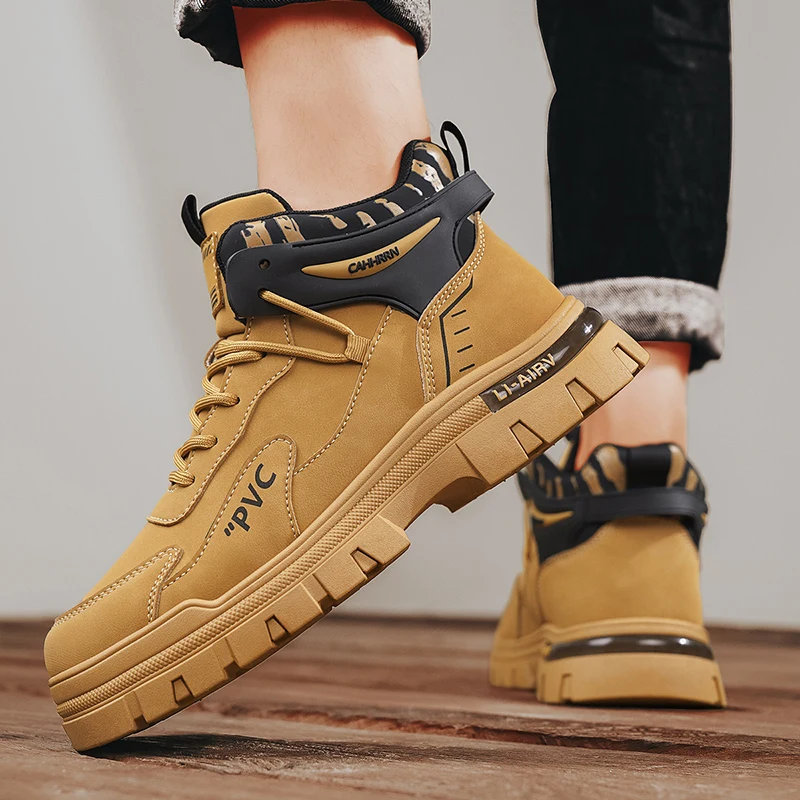 Мужская обувь осенние высокие ботинки Martin в британском стиле Модные дышащие