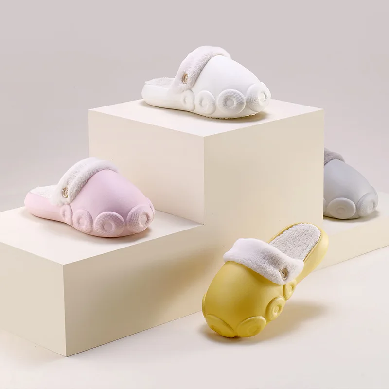 

Brand Popular Winter Cotton Slippers Women Fashion Thick Sole Cotton Shoes Removable Warm Shoes Snow Waterproof Slippers Couples