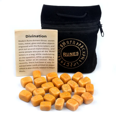 Натуральные рунические камни 25 шт.