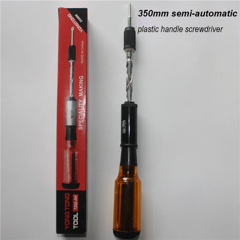 

1 шт. полуавтоматическая спиральная ручная отвертка с деревянной/пластиковой ручкой 260/350/500 мм, с шлицевыми и крестообразными насадками