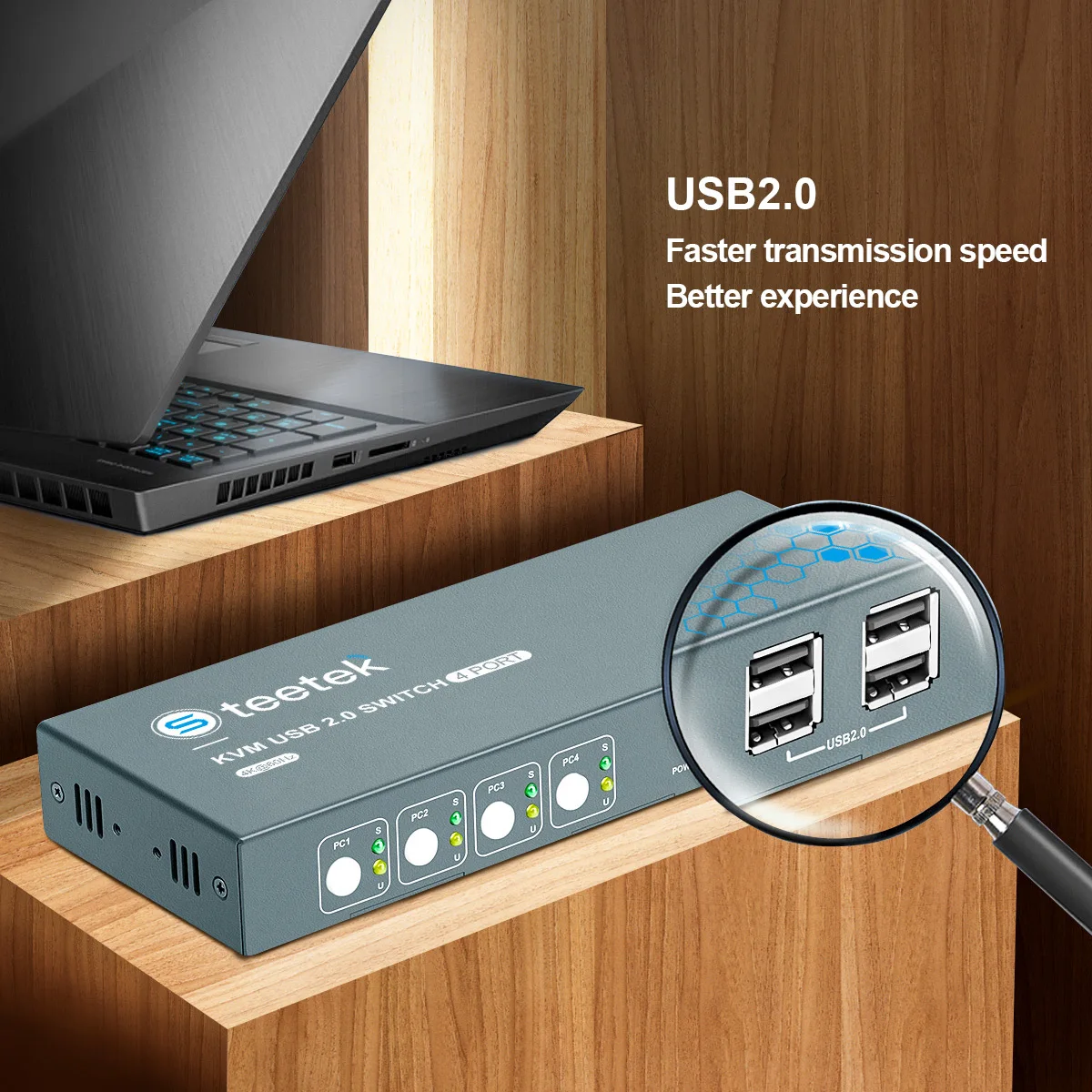 Квм-переключатель PWAY HDMI и USB-переключатель 4 в 1 с поддержкой разрешения 4K @ 60Hz HDMI2.0 USB2.0 клавиатура и мышь