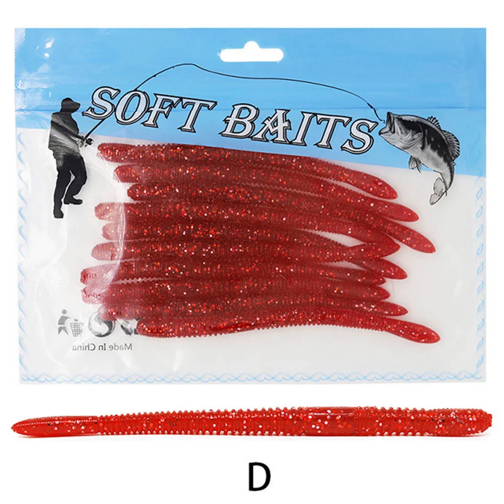 

10pcs/pack 11.5cm 4.2g Soft Lure Thread Design Worm Swim Bait Pike Baits Bass Lures Flexible Soft Bait Body Fishing Accessories
