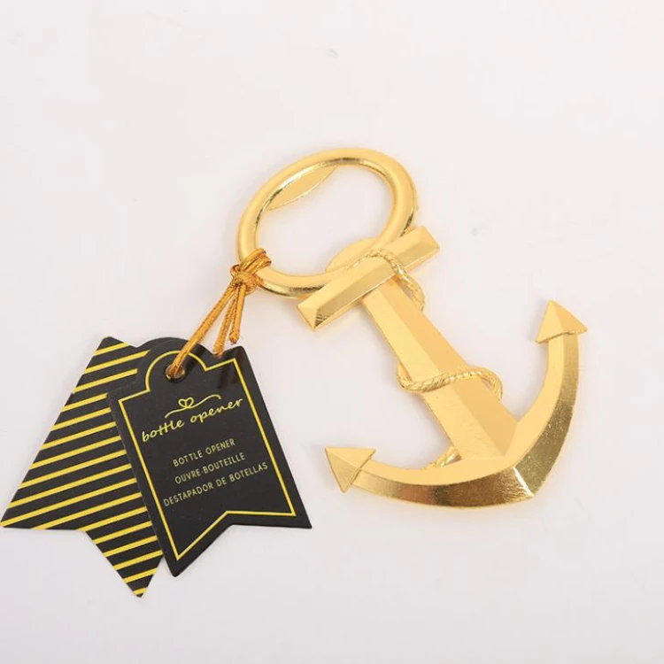 200pcs Unique Anchor Corkscrew golden Bottle Opener for Wedd