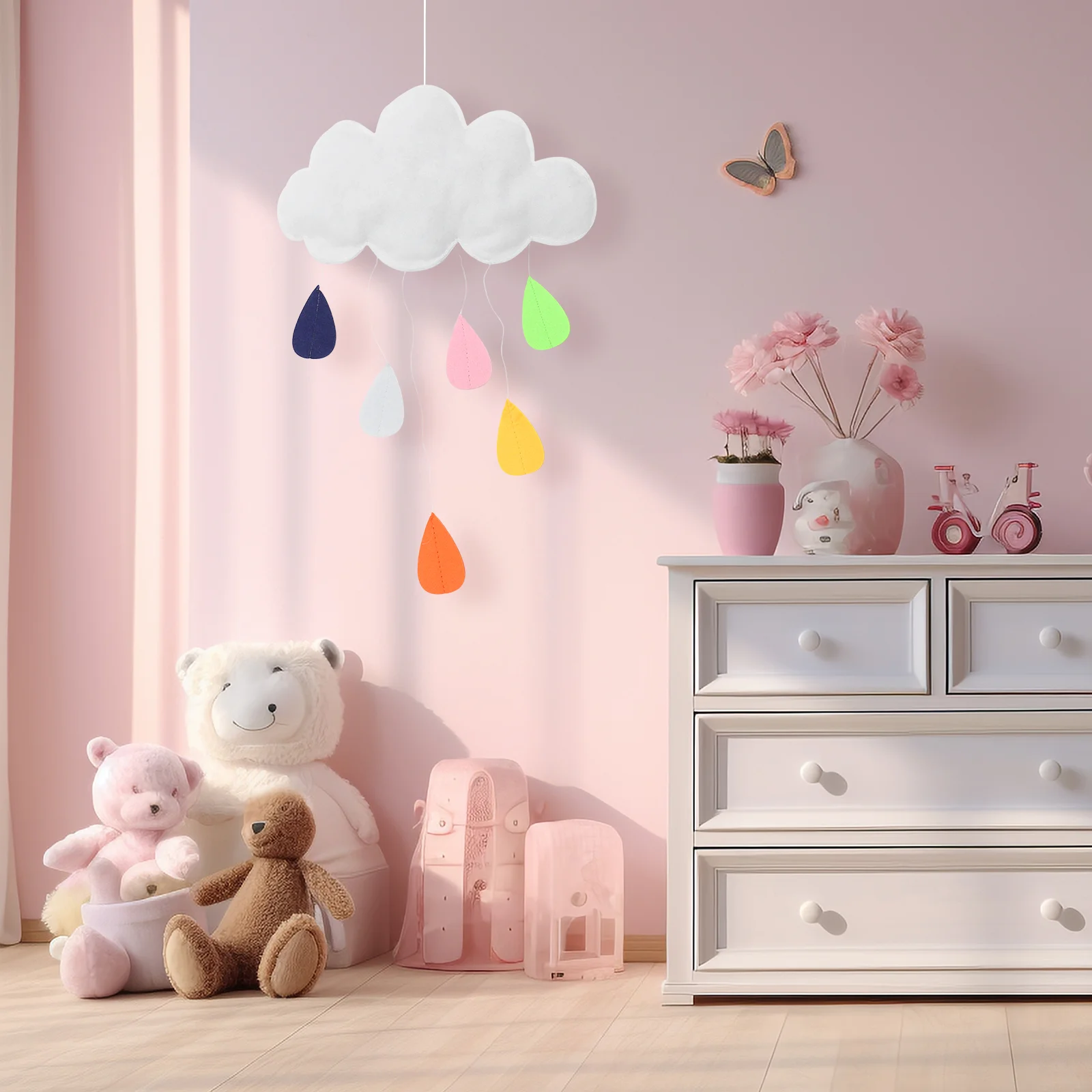

3 Pcs Window Decorations Felt Clouds Pendant Decorate DIY Hanging White Ceiling 3D Baby