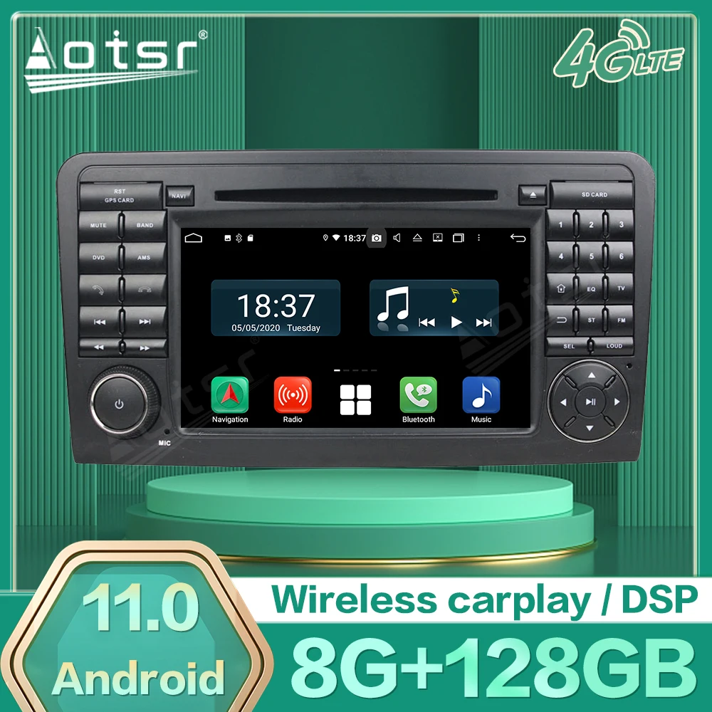 

Мультимедийный плеер Android 11 для Mercedes Benz ML W164 X164 ML350 ML300 GL500 ML320 ML280 GL350, головное устройство с GPS-Навигатором и записью