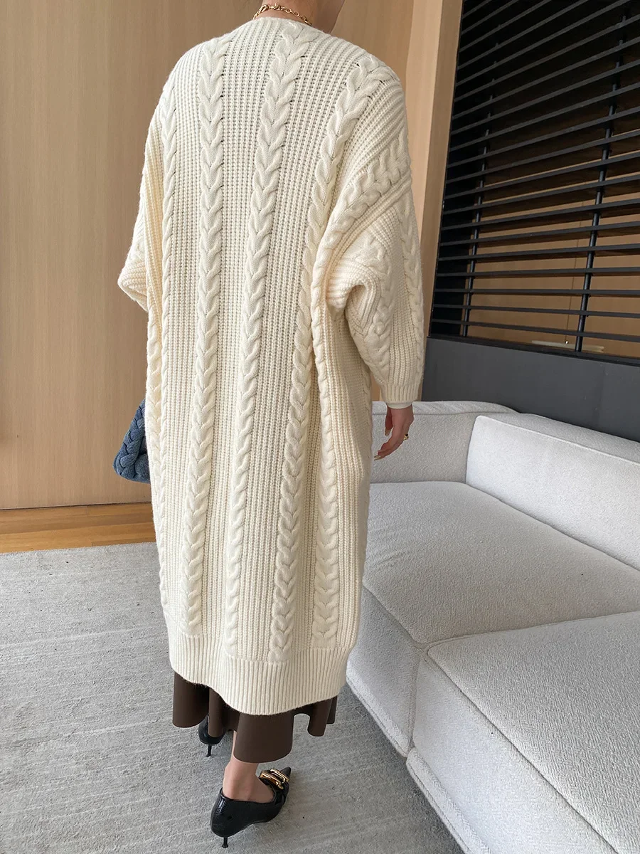 Винтажный вязаный кардиган с V-образным вырезом и длинным рукавом