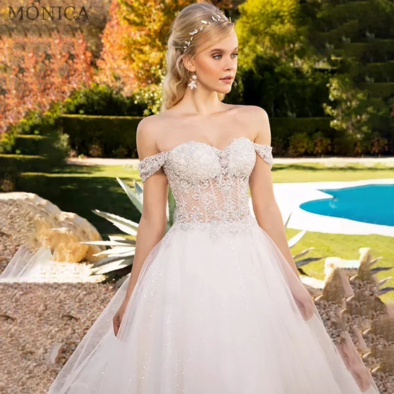 

MONICA A-LINE Wedding Dress 2022 Sweetheart Appliques Bridal Gowns Floor-Length Court Train Vestido De Novia Custom Made