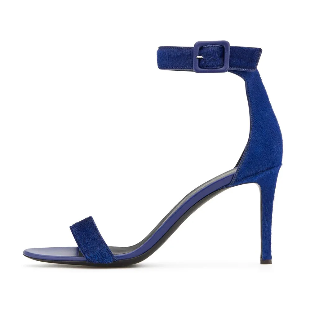 

Blue Ankle Strap Women Sandals Open Toe Ladies Shoes Belt Buckle Tacones Para Mujer Stiletto Heels Chaussures Femme Ete 2023