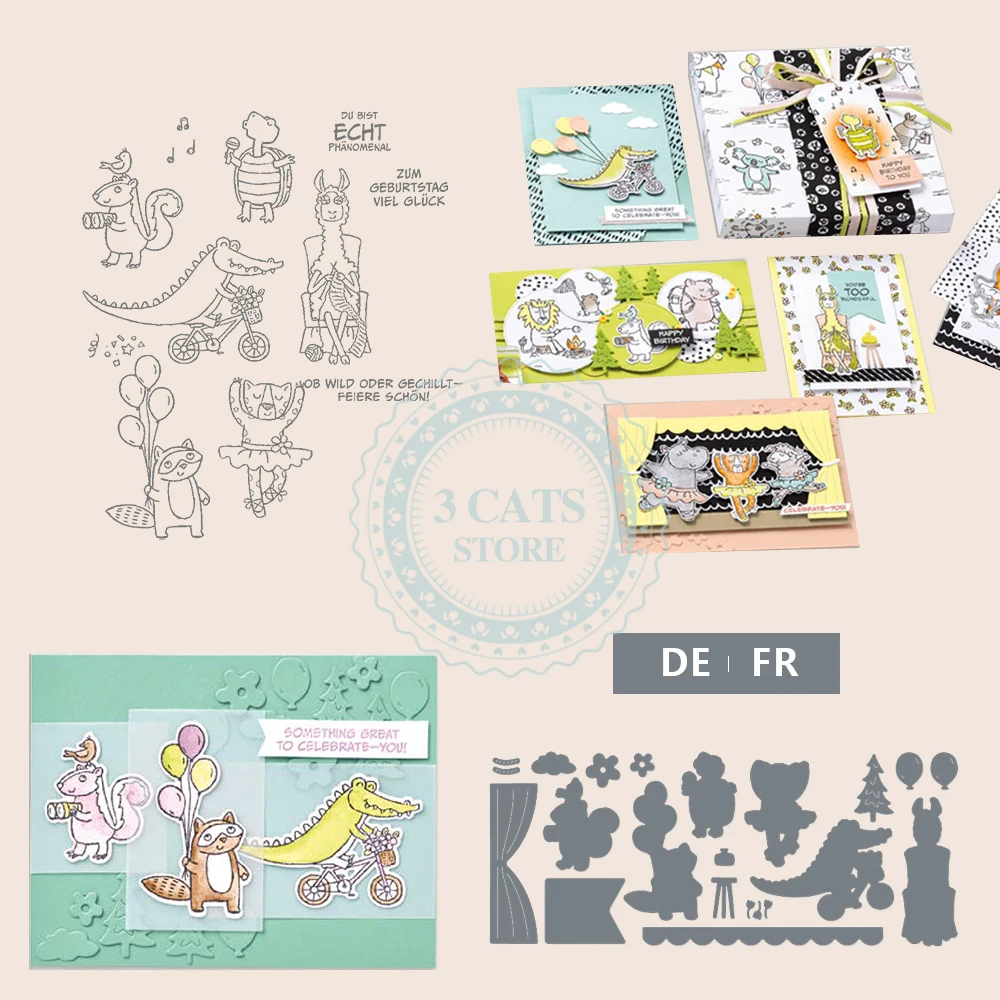 

MP728 Cute Animal Metal Cutting Dies And Clear Stamps For Diy Scrapbook Album Decoration Embossed Paper Card Process Die Cut