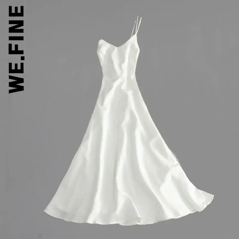 

We.Fine New Dress Women Beach Boho Strap Dress Sexy White Black Backless High Waist Dresses Streetwear Chic Soft Dress Woman