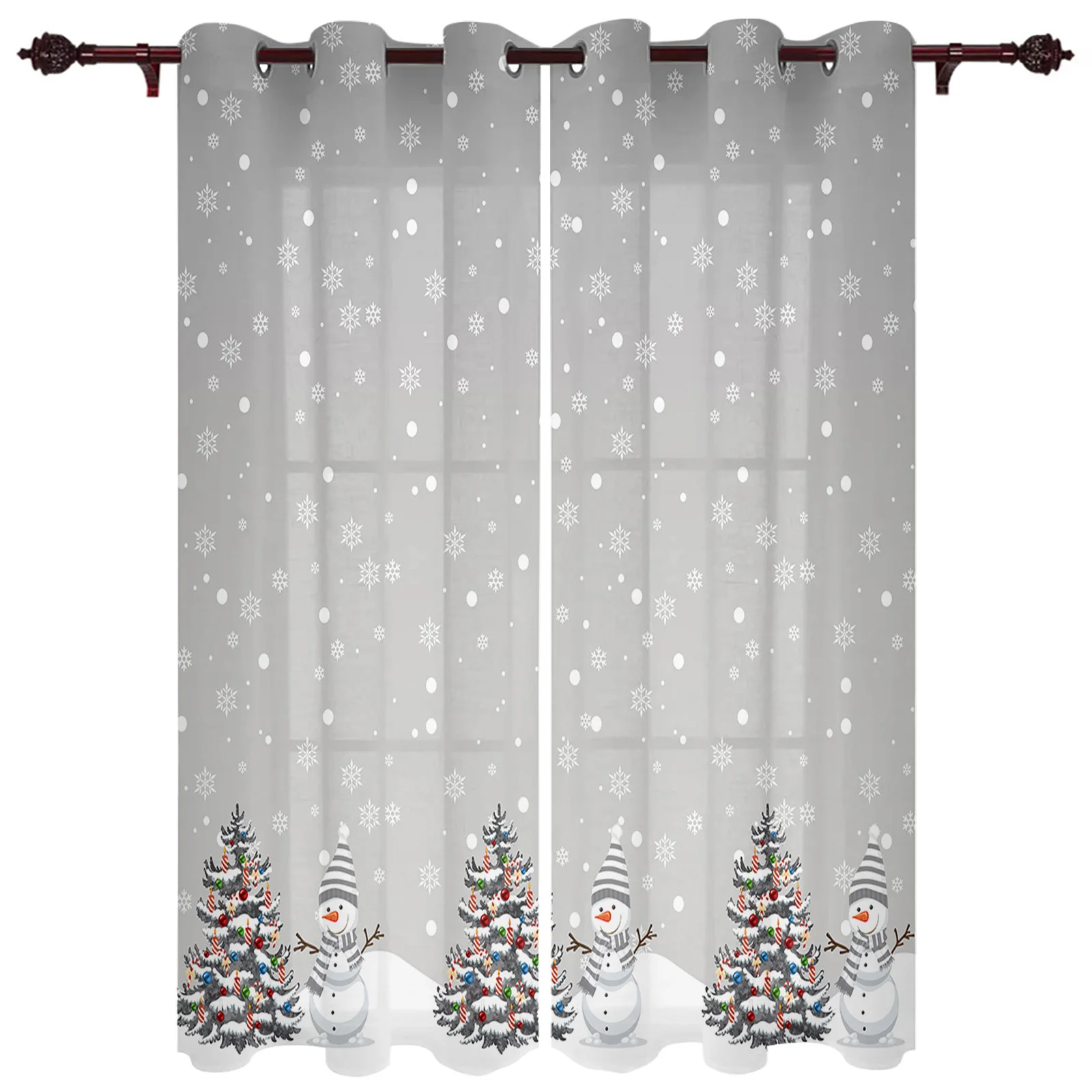 

Рождественские серые снеговики, рождественская елка, оконные шторы для гостиной, роскошные шторы для спальни, кофейные декоративные занавески для кухни