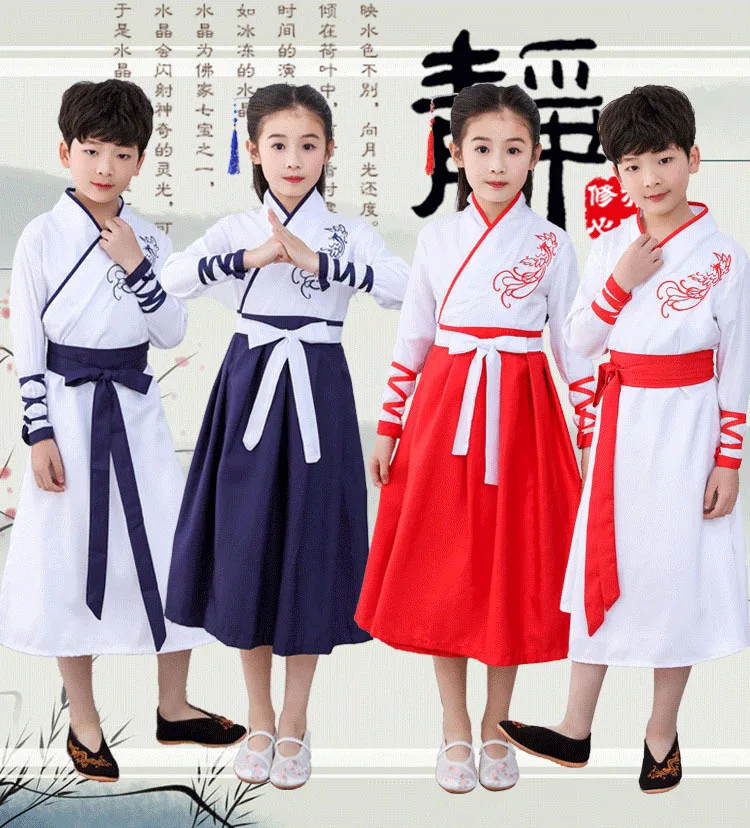 

Hanfu Girls Boys Xianxia Novels Children's Confucius Costume Kid Traditional Chinese Clothing Suit Chinese Style Cosplay Props