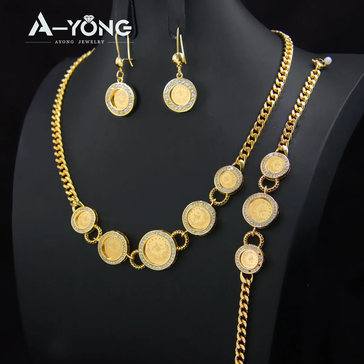 Турецкий набор ювелирных украшений с монетами роскошное ожерелье браслет и