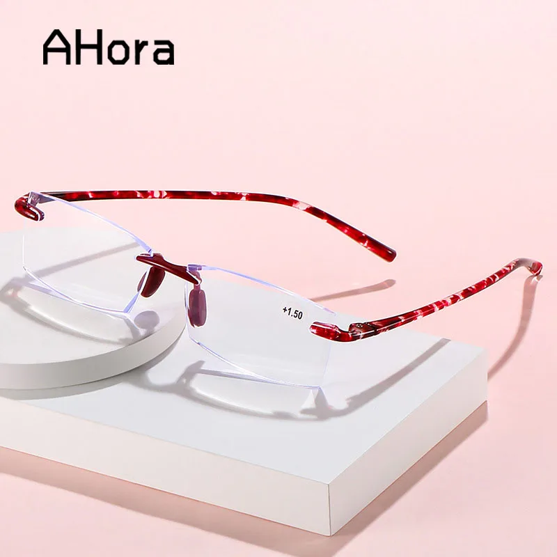 

Ahora TR90 Men Frameless Reading Glasses Aspheric Blocking Blue Light Presbyopia Eyeglasses Hyperopia Eyewear +1.0...+3.5+4.0