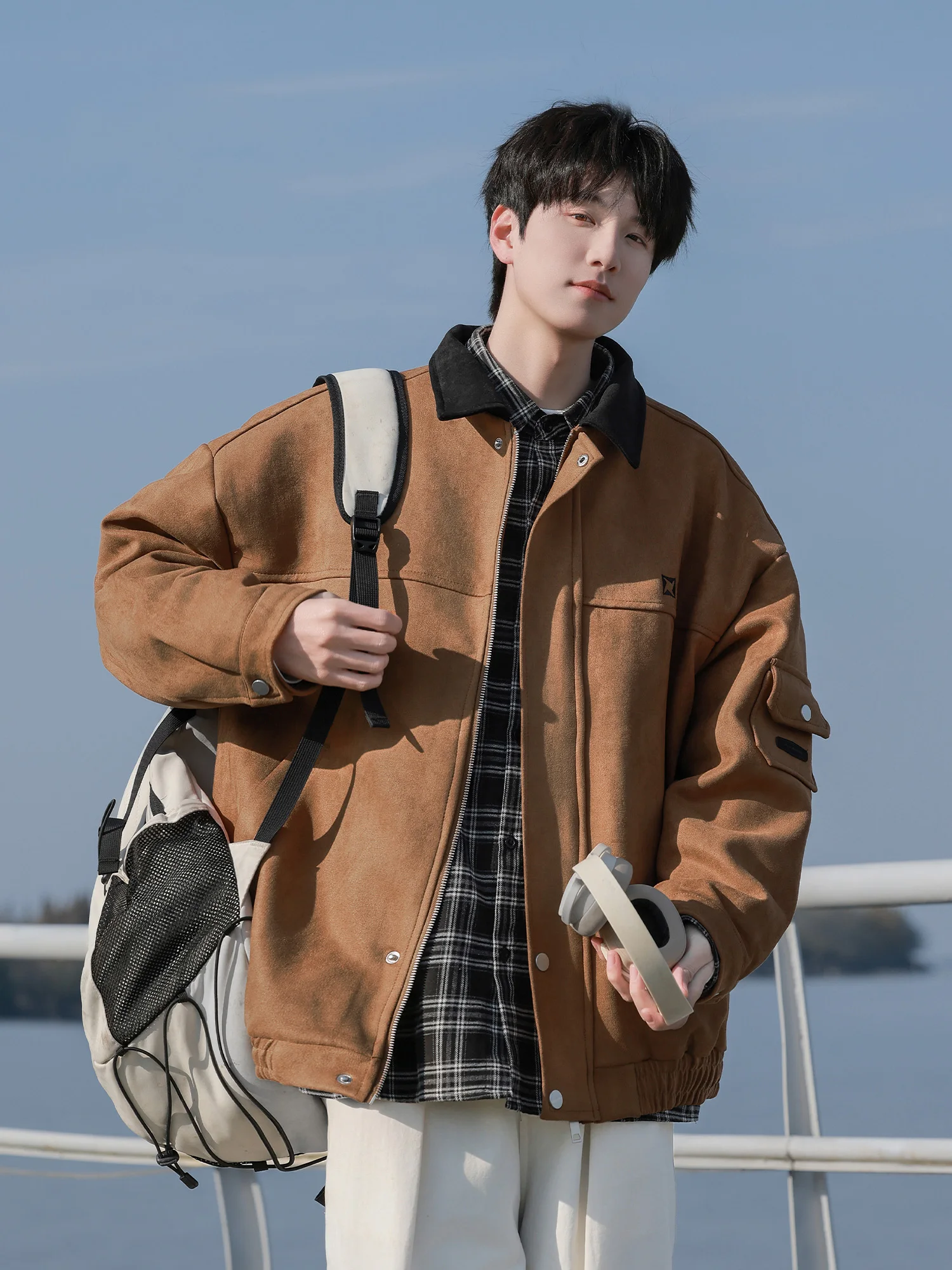 Хлопковая замшевая верхняя одежда Senma мужская весенне-осенняя новая