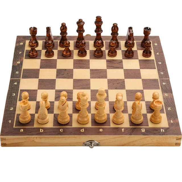 Large Magnetic Wooden Folding Chess Set Felted Game Board 39cm*39cm Interior Storage Adult Kids  Gift Family Game Chess Board 1
