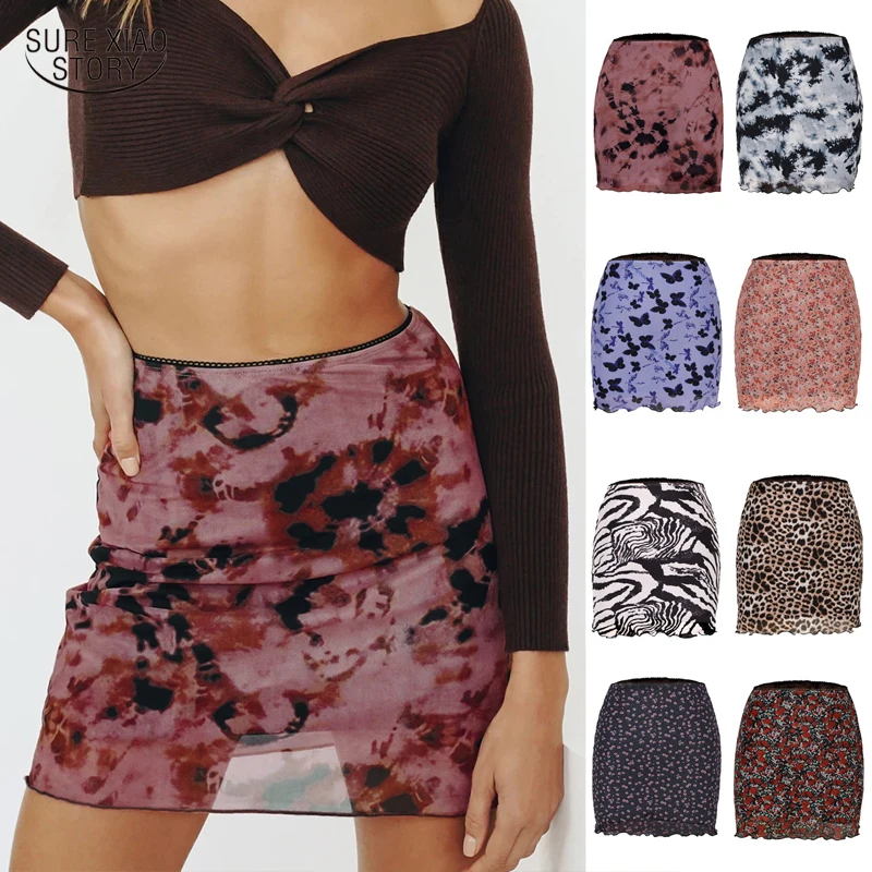 

Casual Empire Slim Hip-wrap Skirt Sweet Printed Mesh Extreme Sexy Mini Micro Skirt Vintage Floral Skirt Faldas Mujer Moda 19730