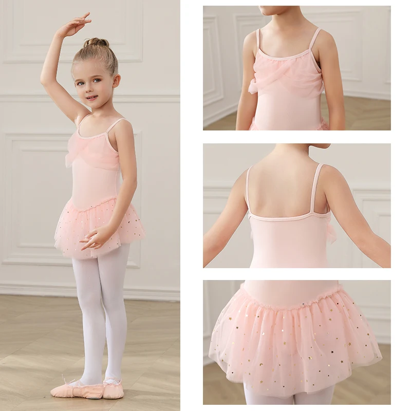 AOQUNFS Ballet Dress For Girls Sequined Skirt Children Ballet Dancewear Gymnastics Training Tutu Ballet Costume Kids Dance Skit