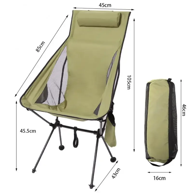 Portable Folding Camping Chair With Headrest Lightweight Tourist Chairs Aluminum Alloy Fishing Outdoor Furniture