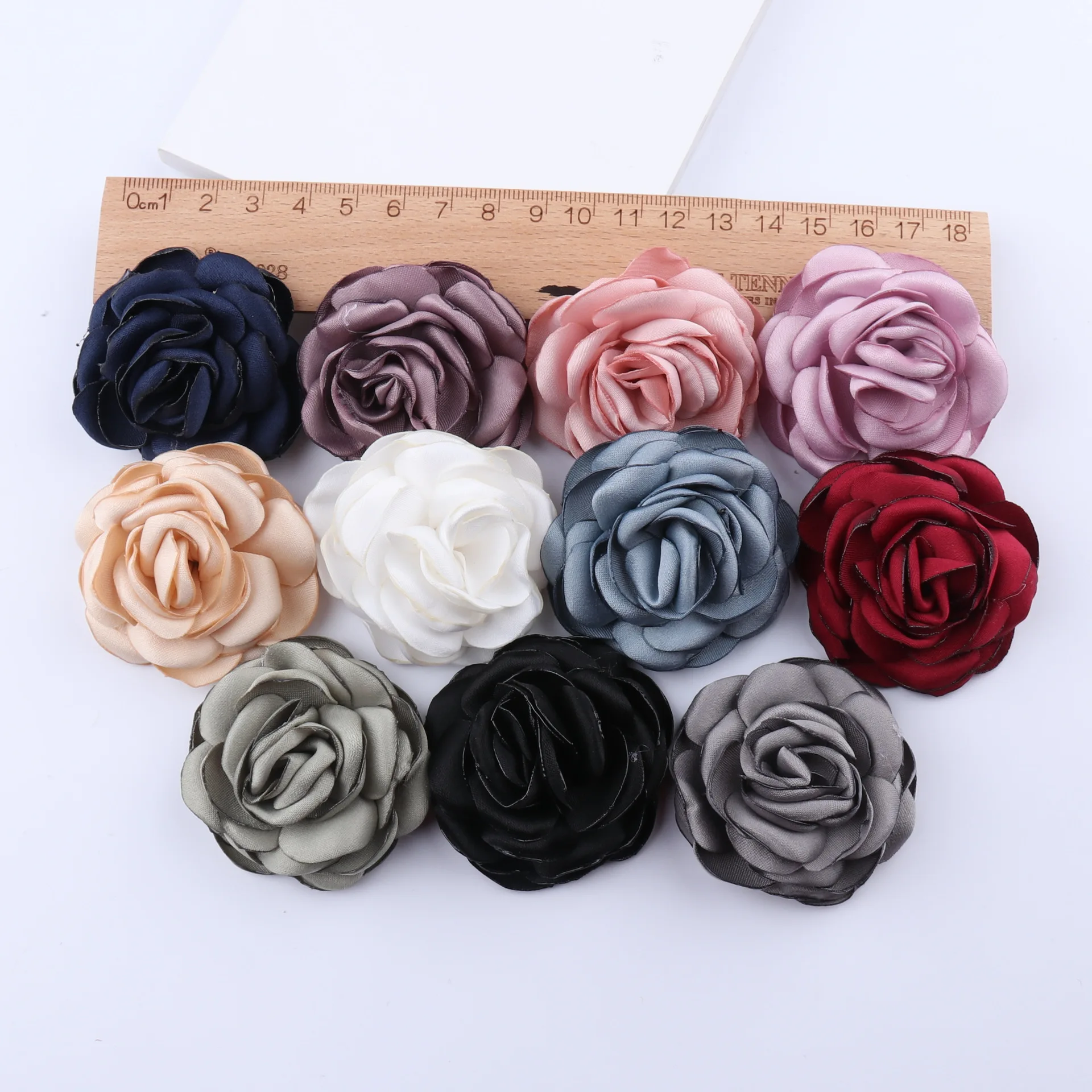 

100Pcs/Lot 2.0" Satin Burned DIY Rosette Flowers WITHOUT Hair Clips,Kids Boutique Hair Flowers 13 colors U choose