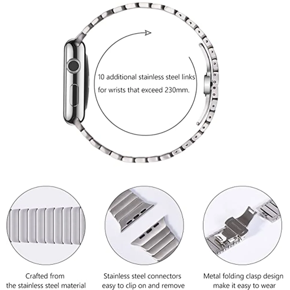 Stainless steel watchband for Iwatch 40mm 44mm 42mm 45/49mm Stainless Steel Band for Apple Watch Series 8 7 6 5 4 3 Se