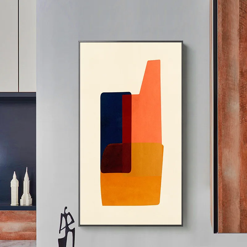 

Минималистичная абстрактная Асимметричная Геометрическая пэчворк Современная теплая Картина на холсте настенный плакат для гостиной дом...