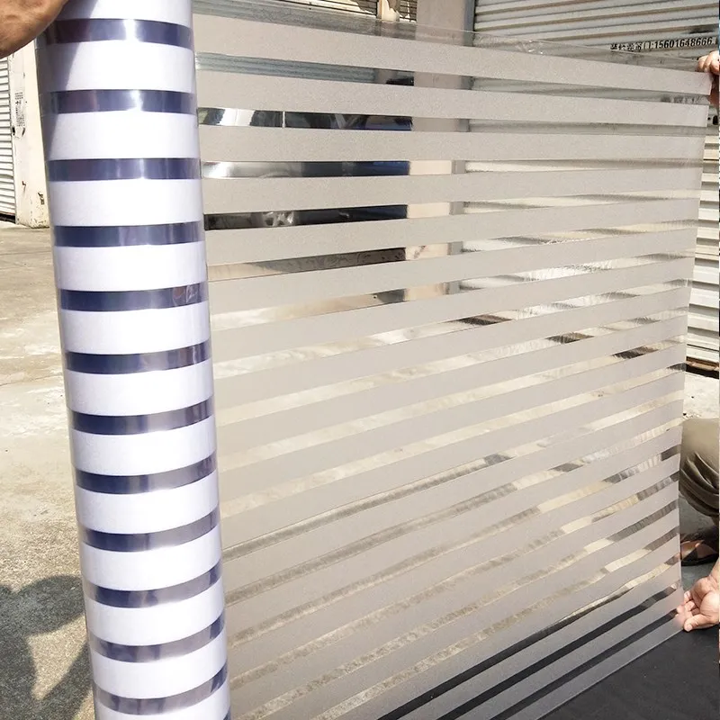 

static glue-free frosted striped PVC glass film office anti-collision waistline sliding door partition window vinyl decal