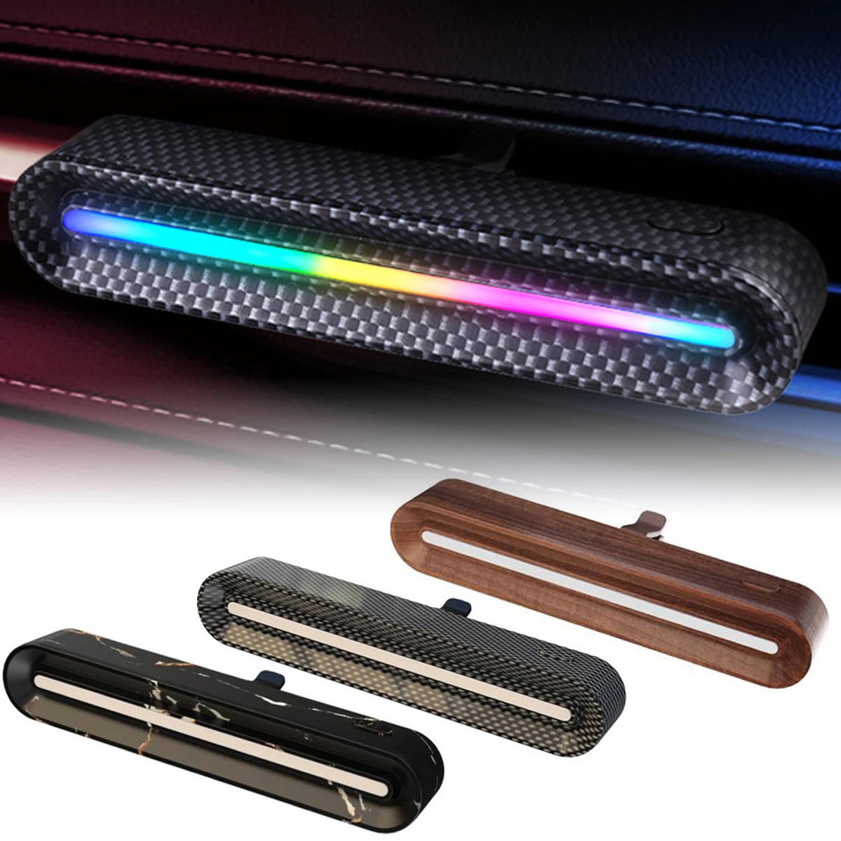 

USB Automotive Air Freshener LED Light Music Induction Atmosphere Light Aromatherapy Lamp Ventilation Clip Holder for Car Vent