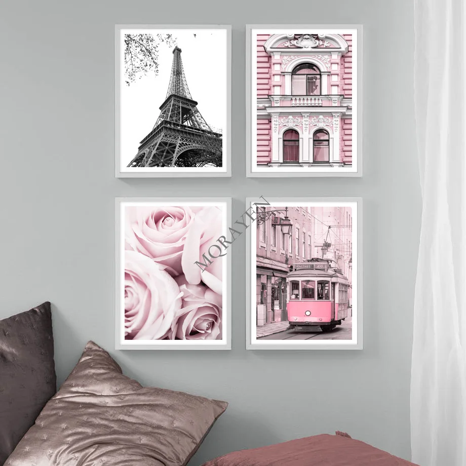 

Paris Tower Girl Black White Vintage Photo Art Canvas Painting Nordic Poster And Prints Wall Pictures For Living Room Decoration