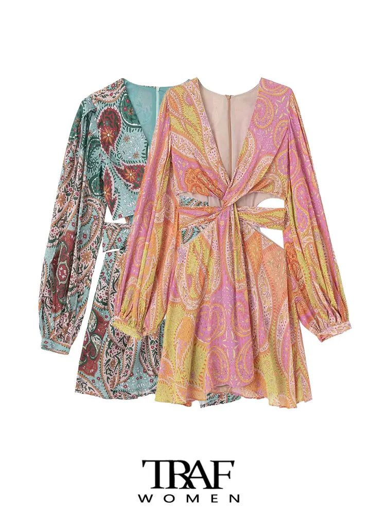 

Женское мини-платья, с вырезом, длинными рукавами-фонариками, молнией на спине