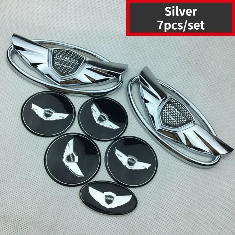 

7 шт., наклейка на руль с эмблемой автомобиля для Hyundai GENESIS Coupe, центральные наклейки на колесо, передний логотип, задний значок, Стайлинг