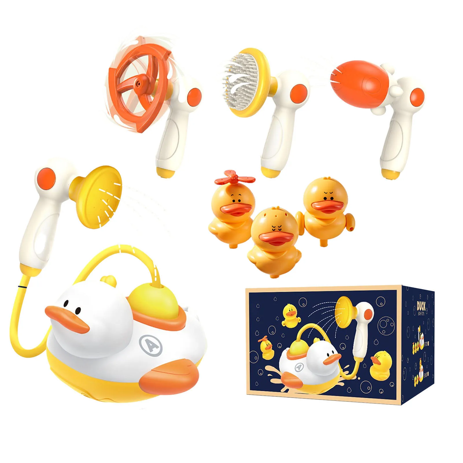 

Rubber Ducks Baby Bath Toys Baby Bath Shower Toy Rubber Ducks Baby Bath Toys With 3 Different Spraying Duck And 3 Shower Head