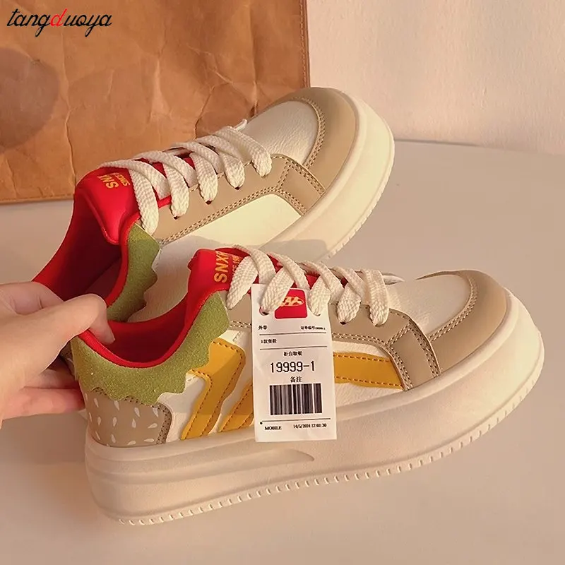 2024 новая нишевая женская спортивная обувь милые кроссовки с дизайном гамбургера