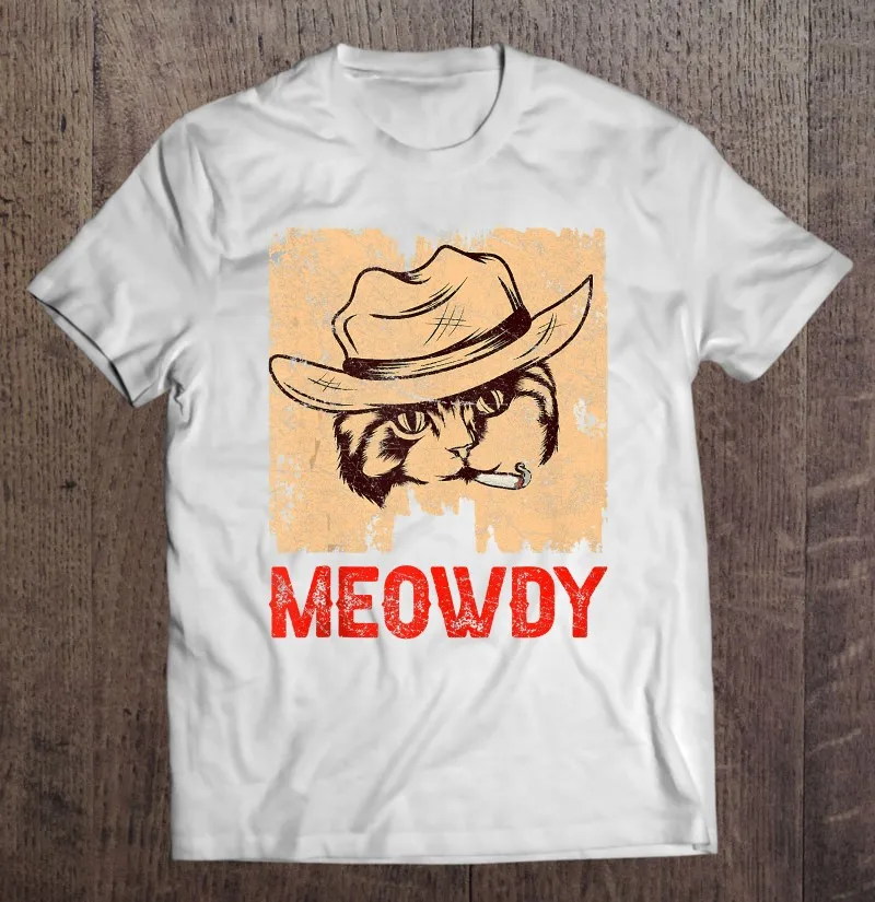 

Футболка Meowdy мужская Ковбойская, майка с капюшоном ковбоя, шапка ковбойская, кантри, музыка, порода, питомец, мяу, кошка