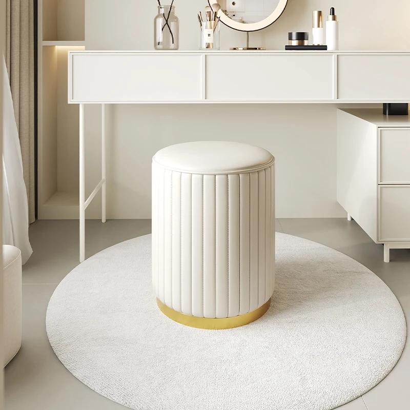

Leather Round Makeup stool ottomans Portable Mobile Stool ottomans European White Gotchic tabourets de bar home furniture