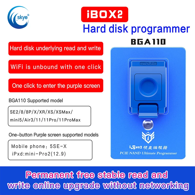 

IBOX2 Hard Disk Programmer Terminator BGA 110 Programmer/Support Models IP11 PRO MAX Ipad DFU One Key Purple Screen Nand