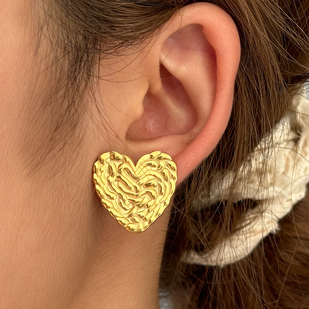 Серьги из нержавеющей стали винтажные простые серьги с сердечками неправильной