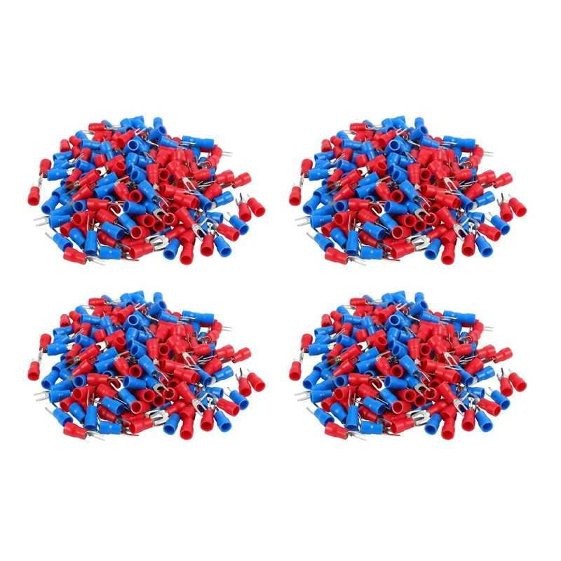 

800Pcs 16-14 AWG Red Blue Wire Connector Insulated Fork Terminal 4