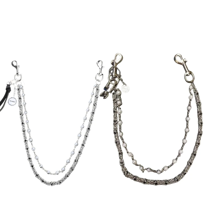 Надежная цепочка для брюк с двойными слоями бусин. Цепочка ручной работы.