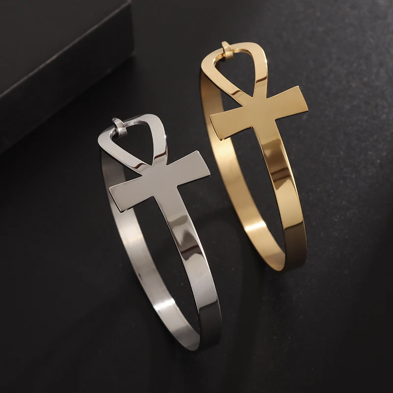 

Stylish and Minimalist Anka Cross Stainless Steel Bracelet for Men Women Classic Ancient Egypt Adjustable Amulet Jewelry Gift