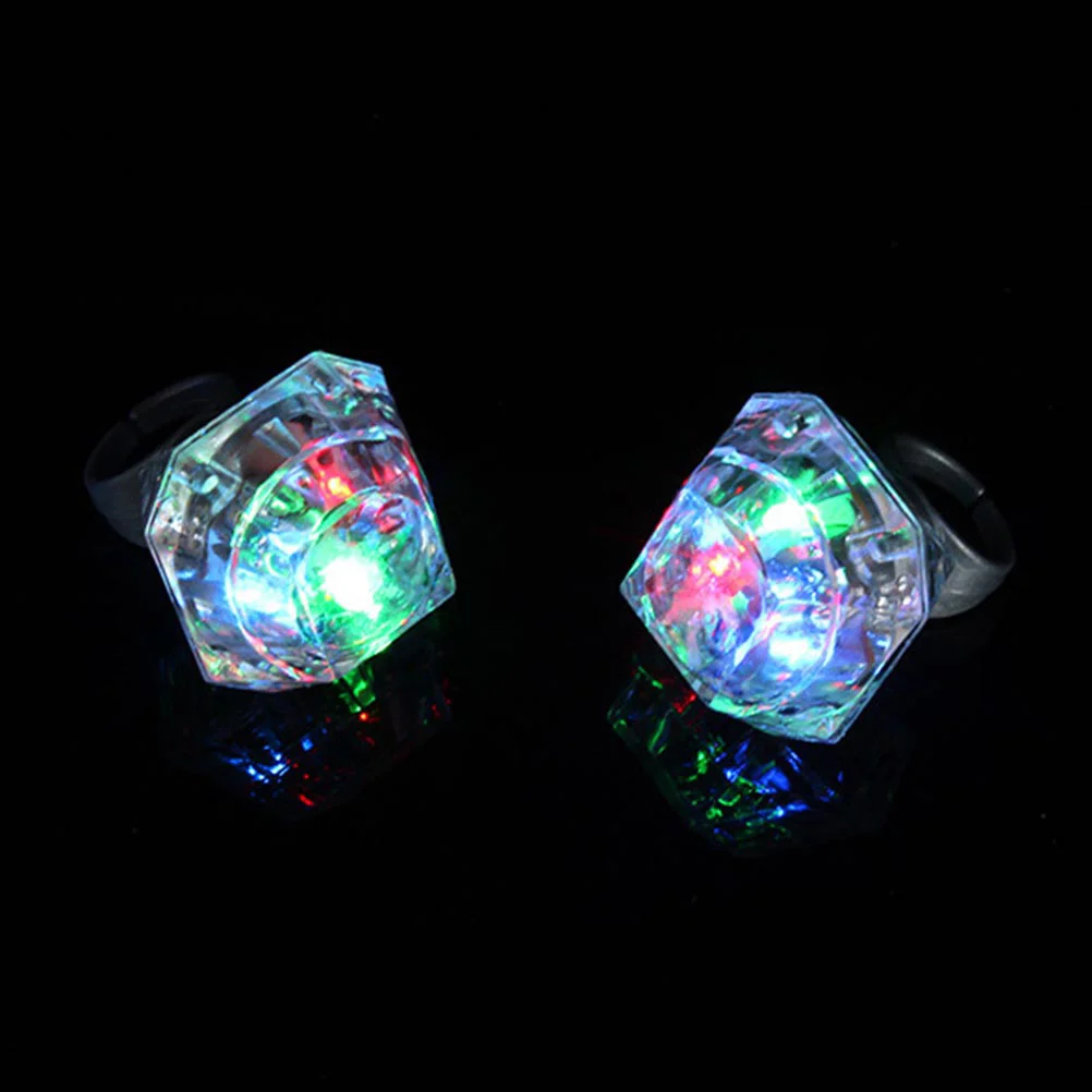 

6pcs Simulate Diamond Finger Ring LED Luminous Rings Flashing Toys Party Favors Gifts