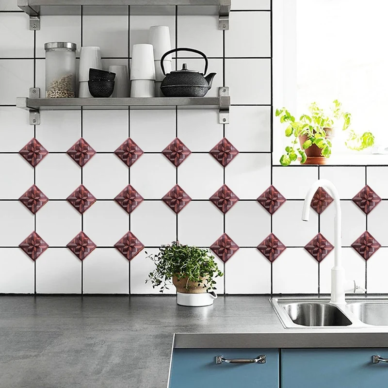 Продвижение! 20 штук нашлепок с древесной текстурой для плитки. Самоклеющиеся плитки искусства для диагонального 3D-пола в ванной комнате и на кухне.