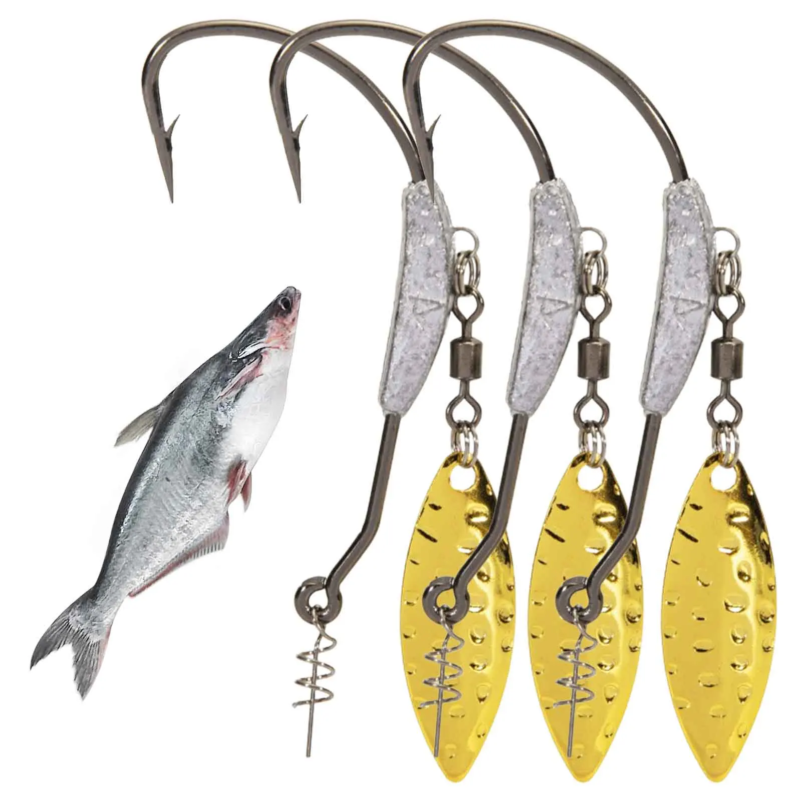 

3pcs Jig Crank Metal Head Fishing Hooks With Spoon Sequins 4.5g 5.5g 7g Crankbaits Offset Fishhooks Fit for Rigs Fishing Goods