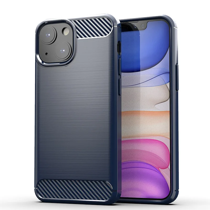 

Soft Cover for Apple iPhone 13 Mini Carbon Fiber Matte Phone Case for iphone 13mini Silicone Cases Coque Fundas
