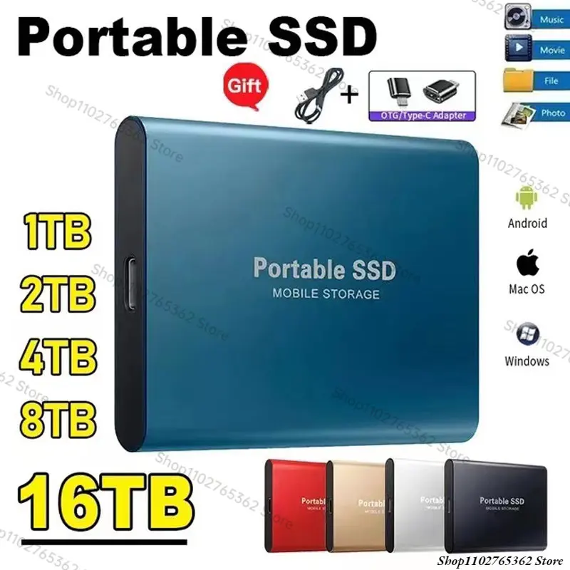 Popular 64TB Hard Disk for PC desktop/notebook 8TB SSD High Speed Solid State Drive Portable External Mobile Large Storage Drive
