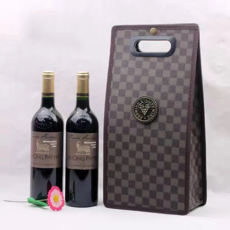 Red Wine Box With Handles Reusable Wine Carriers Handbag