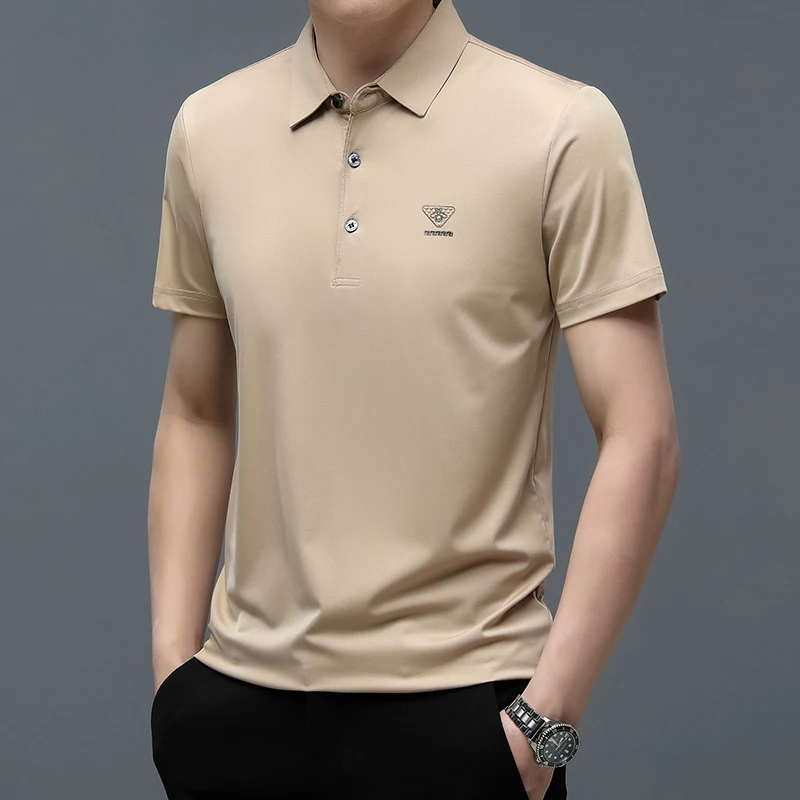 

New Solid Daily Business Mens Polo Shirt Fashion Lapel Golf Casual Tops T-shirt Short-sleeved Outwear Leisure Homme Camisas