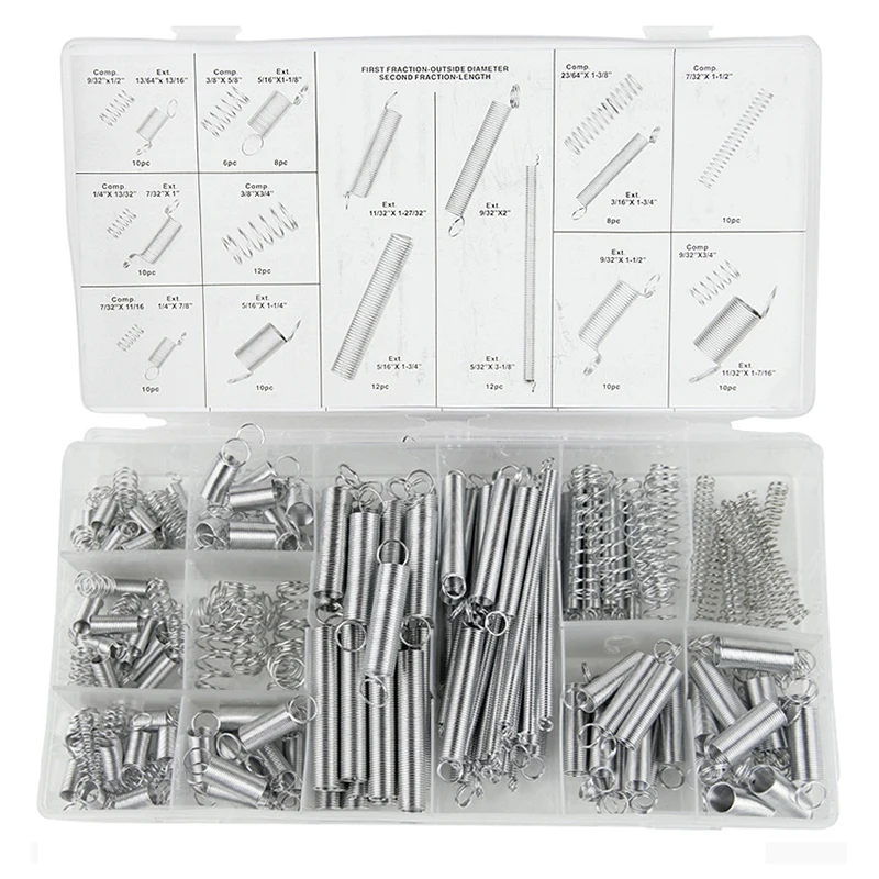 

200pcs/box Spring Tension Steel Spring Electrical Hardware Drum Extension Tension Springs Pressure Dual Hook Suit Metal DIY