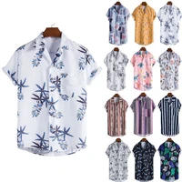 2022 new style mens shirt print vintage short sleeve streetwear tops tess loose male beachwear holiday hawaiian shirts e30
