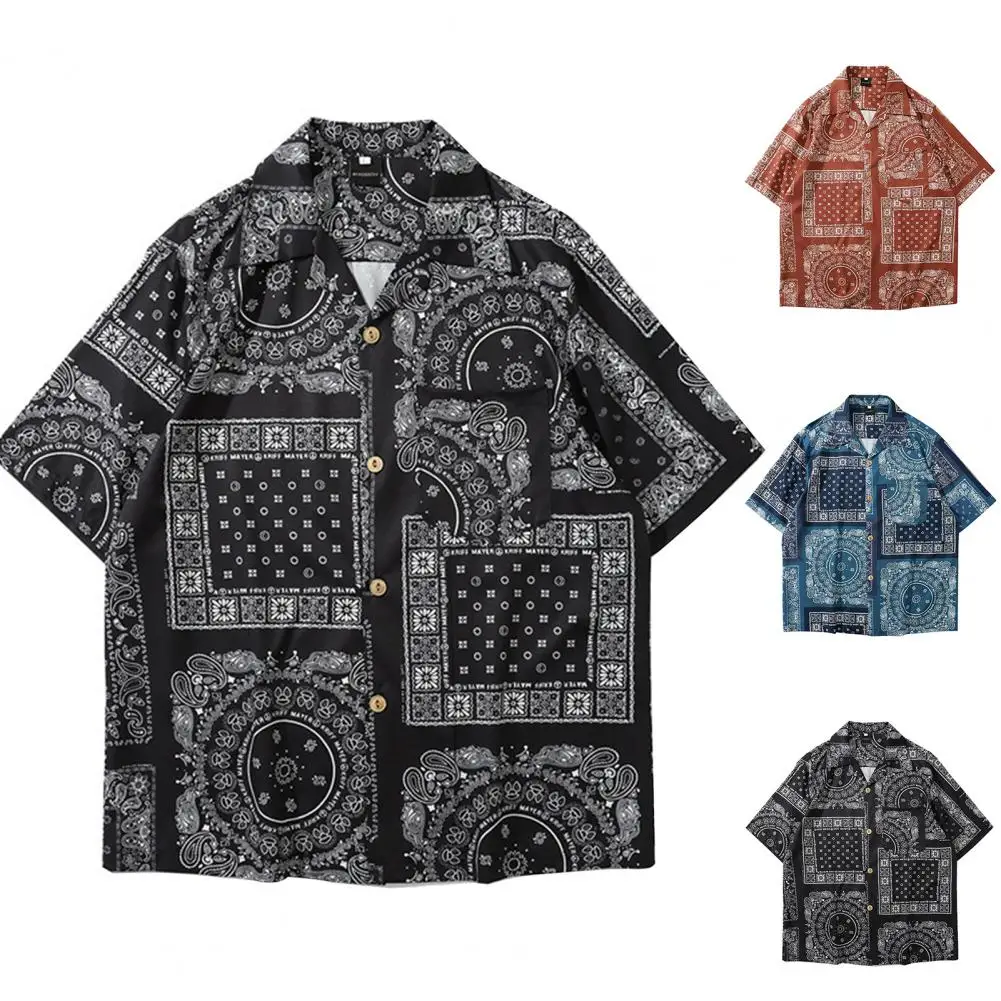 

Stylish Summer Shirt Breathable Vintage Style Leisure Young Style Lapel Men Tops